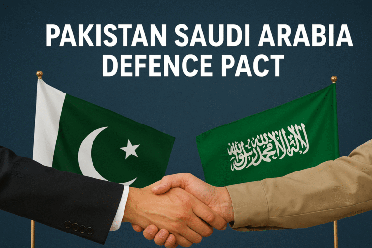FAQs on the Pakistan Saudi Arabia Defence Pact What is the Pakistan Saudi Arabia defence pact? The Pakistan Saudi Arabia defence pact is a mutual defence agreement where both nations have pledged to support each other against external aggression, enhance joint military cooperation, and strengthen regional security. When was the Pakistan Saudi Arabia defence pact signed? The pact was signed in 2025, formalizing decades of close military ties between the two countries. Why did Pakistan and Saudi Arabia sign a defence pact? The defence pact was signed to address regional instability, enhance deterrence, and ensure joint security in response to evolving threats in South Asia and the Middle East. Does the defence pact include nuclear deterrence? While the agreement avoids explicitly mentioning nuclear cooperation, analysts note the strategic ambiguity could imply an extension of Pakistan’s nuclear deterrence to Saudi Arabia. How does the pact affect India and Iran? For India, the pact signals Pakistan’s growing military alliances, while for Iran, it raises concerns over regional balance and Saudi security policies. Both countries are closely monitoring the pact’s implications. How will the Pakistan Saudi Arabia defence pact impact the Middle East? The pact could reshape Middle East alliances, intensify the regional arms race, and influence global powers like the U.S., China, and Russia in recalibrating their strategies. What are the challenges in implementing the Pakistan Saudi Arabia defence pact? Challenges include operational logistics, command coordination, and managing diplomatic backlash from regional rivals.